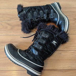 Sorel Tofino black tall winter faux fur boots